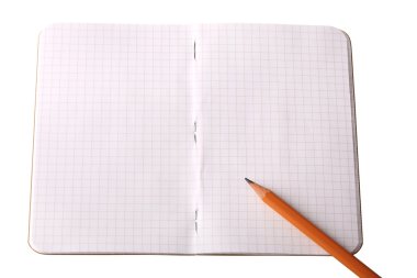 Beyaz arka plan üzerinde izole defter siyah kalem