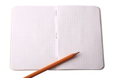Beyaz arka plan üzerinde izole defter siyah kalem