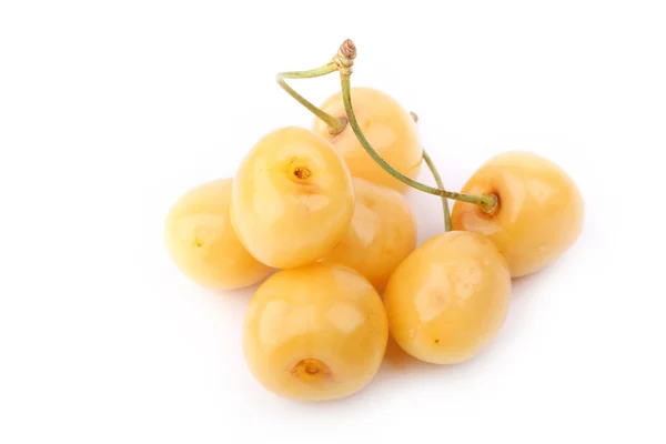 Cerezas amarillas aisladas sobre fondo blanco — Foto de Stock