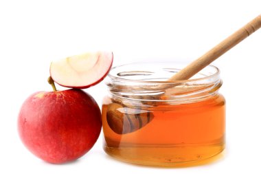 elma ve beyaz arka plan üzerinde izole bal