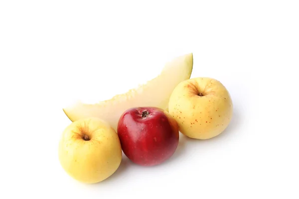 Melon and apple isolated on a white background — Stock Photo, Image