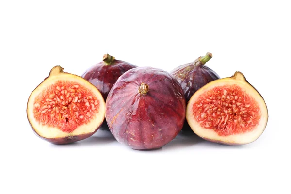 Beyaz arka plan dilimlenmiş meyve üzerinde izole incir — Stok fotoğraf
