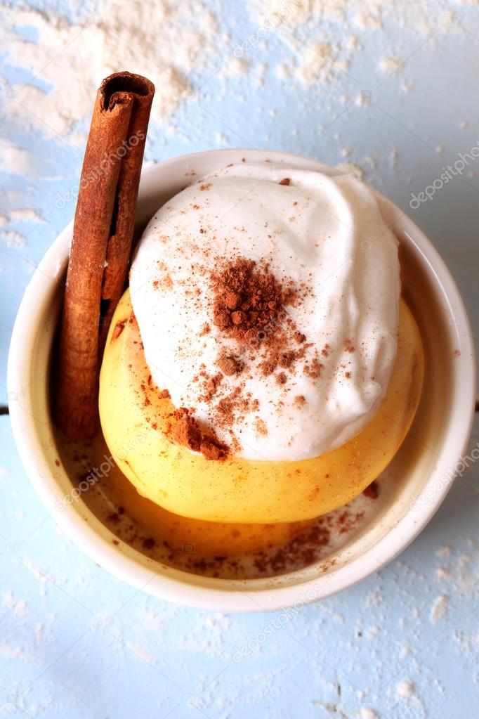 Baked apple cinnamon whipped egg whites with sugar dessert baking sweet