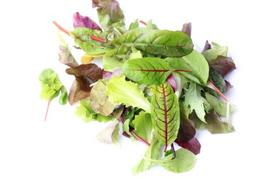 Beyaz arka plan eco organik sağlıklı bir yaşam tarzı izole karışık yeşil salata