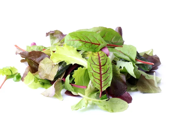 Mescolare insalata verde isolata su uno sfondo bianco eco biologico stile di vita sano — Foto Stock