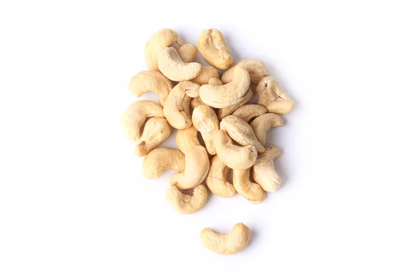 Cashewnüsse isoliert auf weißem Hintergrund Öko-Bio gesunder Lebensstil weicher selektiver Fokus — Stockfoto