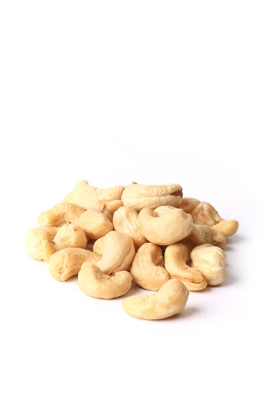 Cashewnüsse isoliert auf weißem Hintergrund Öko-Bio gesunder Lebensstil weicher selektiver Fokus — Stockfoto