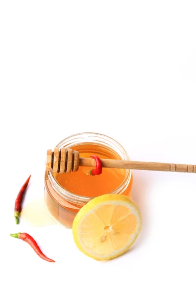 Miel chile limón aislado sobre fondo blanco — Foto de Stock