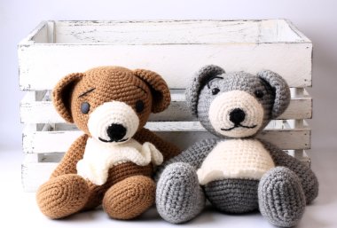 pair of handmade knitted bears love Valentine's Day clipart