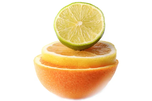 Pomarańczowy Lemon Lime na białym tle — Zdjęcie stockowe