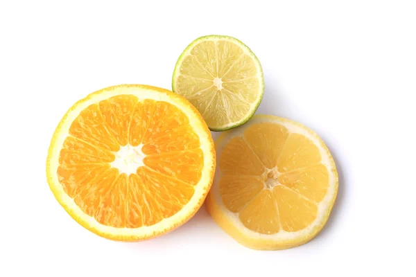 Oranje Lemon Lime geïsoleerd op witte achtergrond — Stockfoto