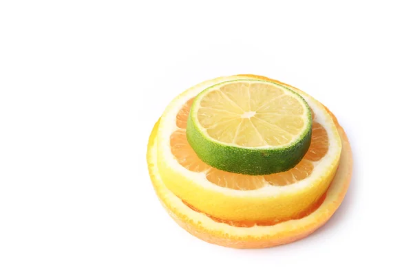 Orange citron Lime isolerad på vit bakgrund — Stockfoto