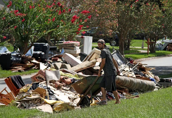 Efterdyningarna av Baton Rouge 2016 Flood Stockbild