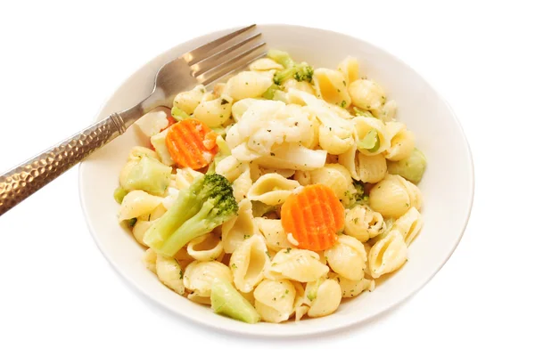 A Vegetarian Dinner of Pasta & Vegetables — Stock Photo, Image