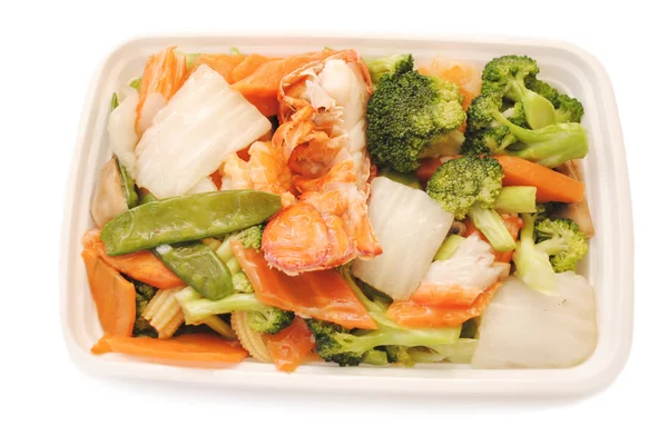 Takeout chinês (Americano) - Frutos do mar com legumes — Fotografia de Stock