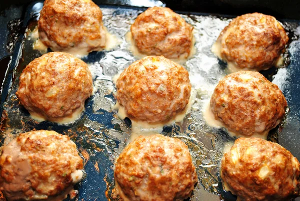 Gebakken gehaktballetjes in een Pan — Stockfoto