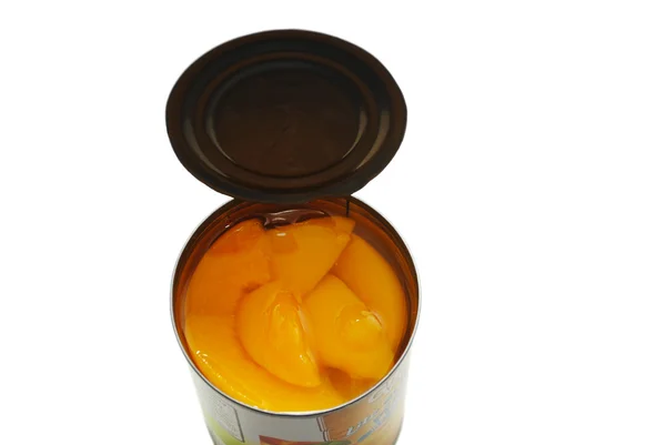 A Top View of Canned Peach Slices — Stock Photo, Image