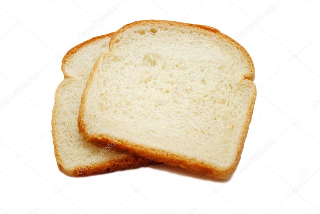 Two Slices of White Bread Isolated on White