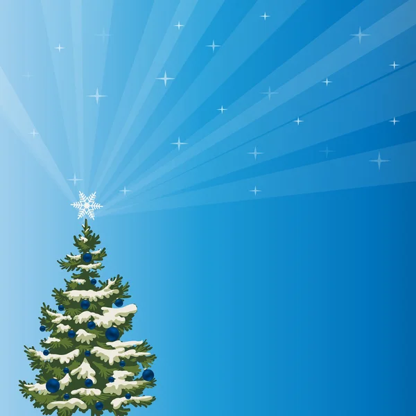 Albero di festa con una stella splendente su uno sfondo blu — Foto Stock