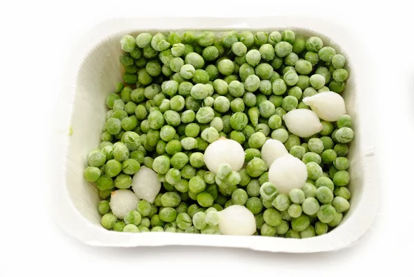 Frozen Peas and Onions in a Container — Stock Photo, Image