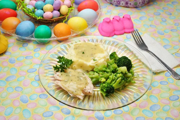 Påskmiddag av Turkiet potatis och Broccoli — Stockfoto