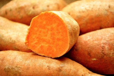 Close-Up of a Sweet Potato Cut in Half clipart