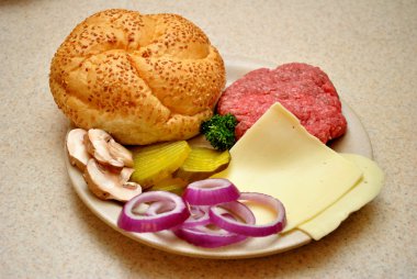 çizburger malzemeler taze ekmek ile