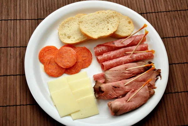 Appetizer of Meat and Cheese — Stock Photo, Image