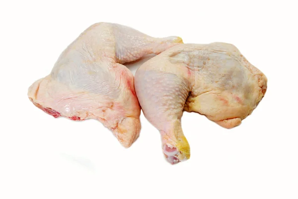 Two Raw Chicken Leg Quarters on White — Stock Photo, Image