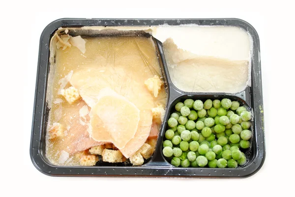 Ein gefrorenes Truthahn-TV-Abendessen über Weiß — Stockfoto