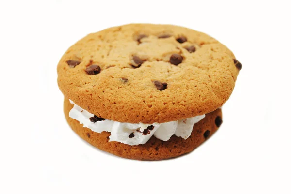 Csokoládé Chip Cookie szendvics tele krémes központ — Stock Fotó