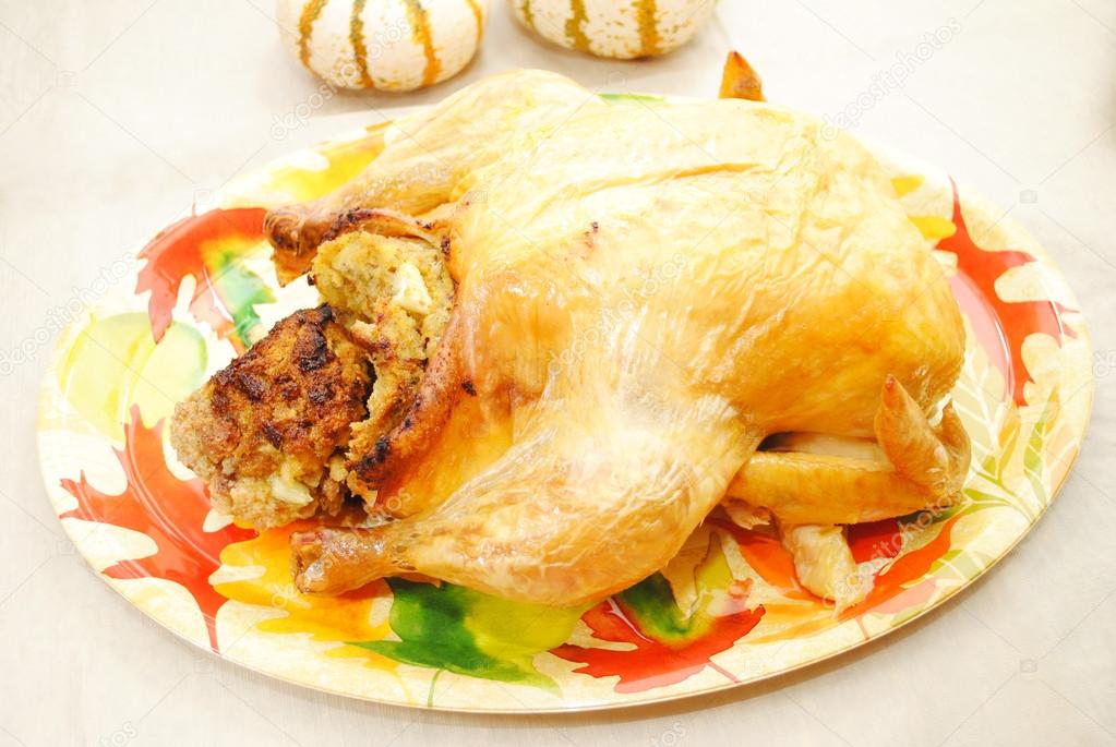 Thanksgiving Roasted Turkey on a Festive Platter