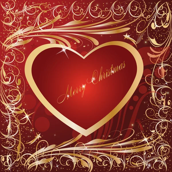 Maroon Gold Artistic Heart xmas — Stock Vector