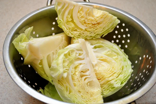 Cut Cabbage in a Strainer — Stock Photo, Image