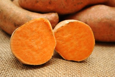 Sweet Poatoes Over Burlap clipart