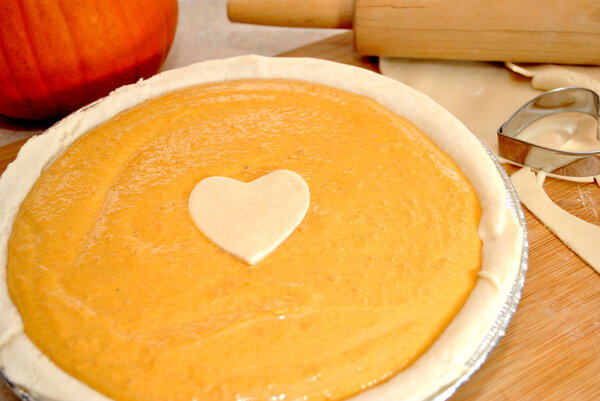 Uncooked Pumpkin Pie with a Heart