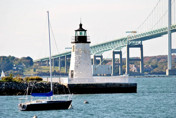 Goat Island Lighthouse, Rhode Island, Usa — Stock fotografie