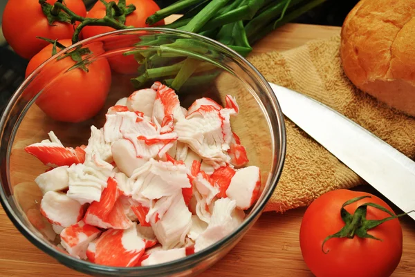 Ingredientes sanduíche de carne de caranguejo — Fotografia de Stock