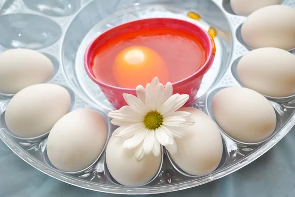 Dyeing Red Easter Eggs — Stock Photo, Image