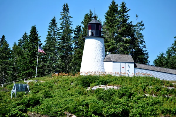 Lighthouse island spalony, maine, Stany Zjednoczone Ameryki — Zdjęcie stockowe