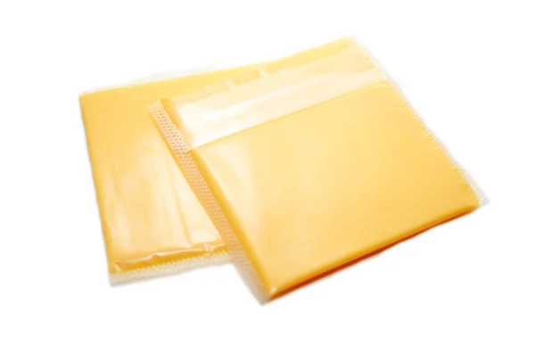 Packaged Processed American Cheese Slices — Stock Photo, Image