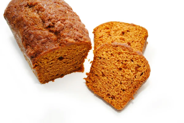 Sliced Pumpkin Bread Over a White Background — Stock Photo, Image