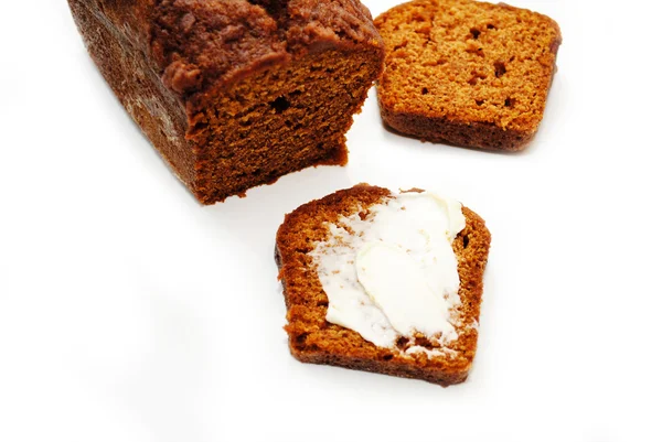 Sliced Pumpkin Bread with Butter — Stock Photo, Image