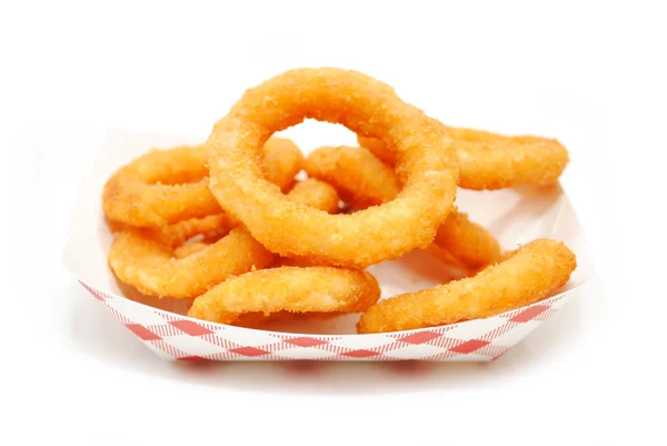 Fried Onion Rings in a Take Out Container — Stock Photo, Image