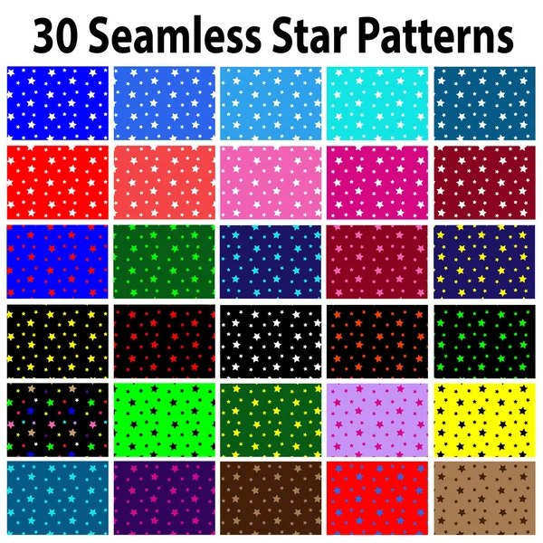 30 csillag varrat nélküli csillag minták — Stock Vector