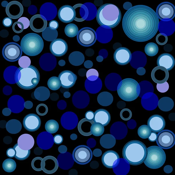 Blue Circles Over a Black Background — Stock Vector