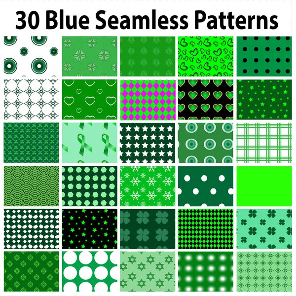 30 Green Seamless Patterns — Stock Vector