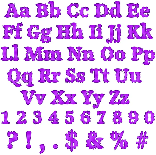 Τρελό μωβ αλφάβητο γραμμάτων — Διανυσματικό Αρχείο