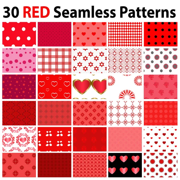 30 Red Seamless Patterns — Stock Vector