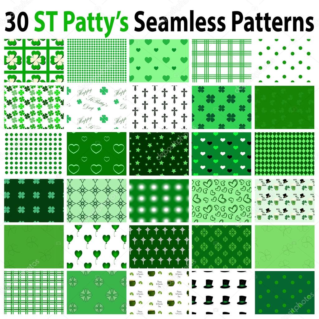 30 ST Patrick's Day Seamless Patterns